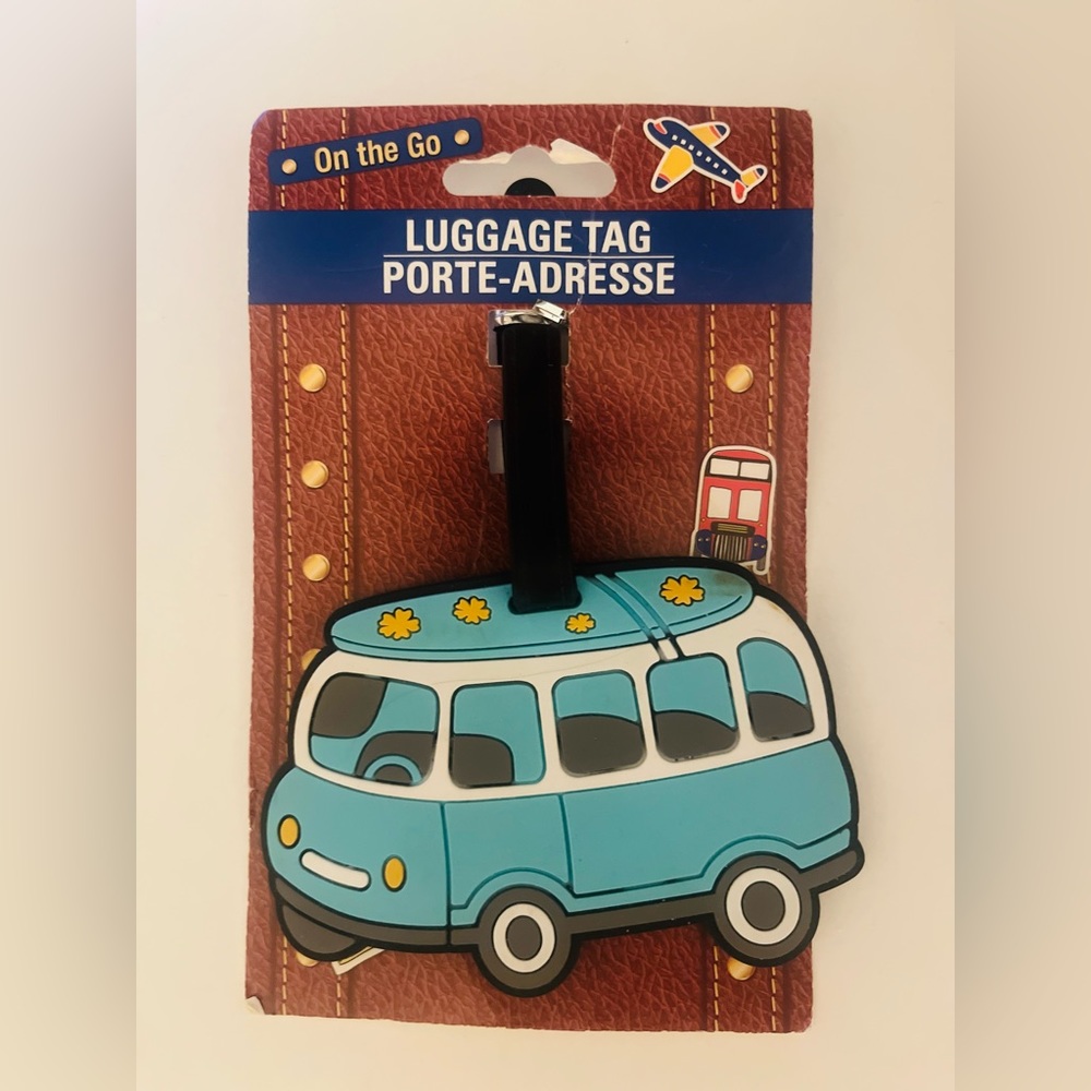 NWT On The Go Luggage Tag VW Bus With Surf Board On Top